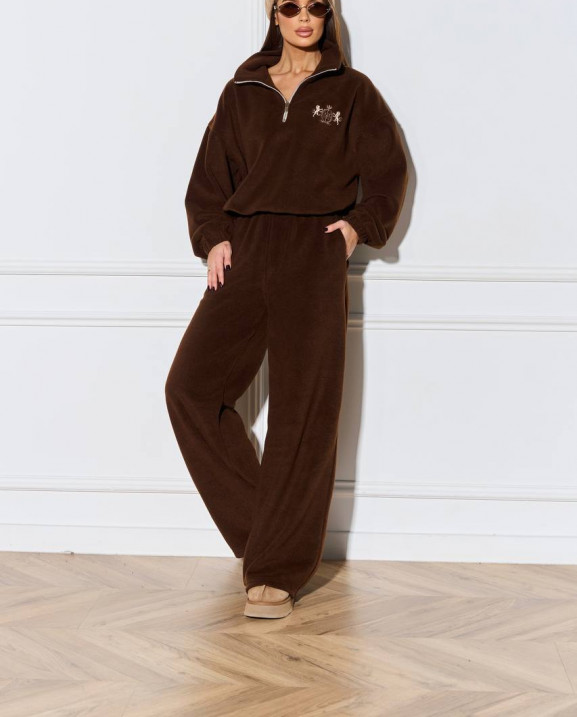 103 Спортивний костюм з поларфлісу на стойці з вишивкою